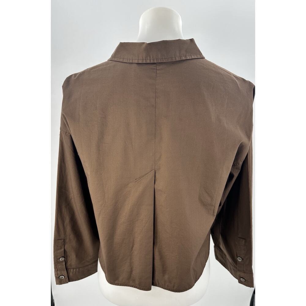 Everlane Boxy Button Front Shirt XS Brown 100% Cotton Oversized Long Sleeve NWT - Picture 4 of 8